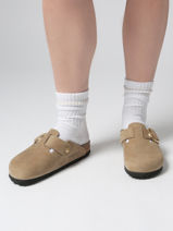 Slippers Boston Big Buckle Uit Leder Birkenstock Beige women 1030425-vue-porte